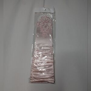 Womens Light Pale Pink Satin Beaded Embroidered Fingerless Gloves One Size NWT
